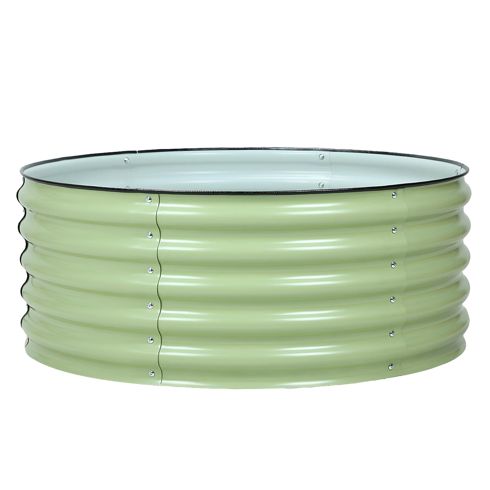 17" Tall Round Raised Garden Bed - 42" Diameter Aluzinc Planter - Aoodor